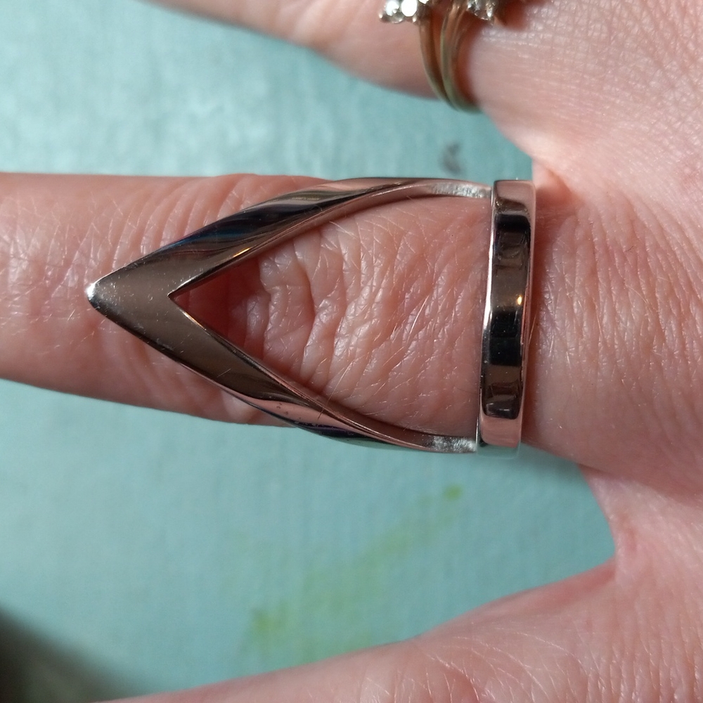 Long chunky arrow chevron wrap ring stainless steel size 8